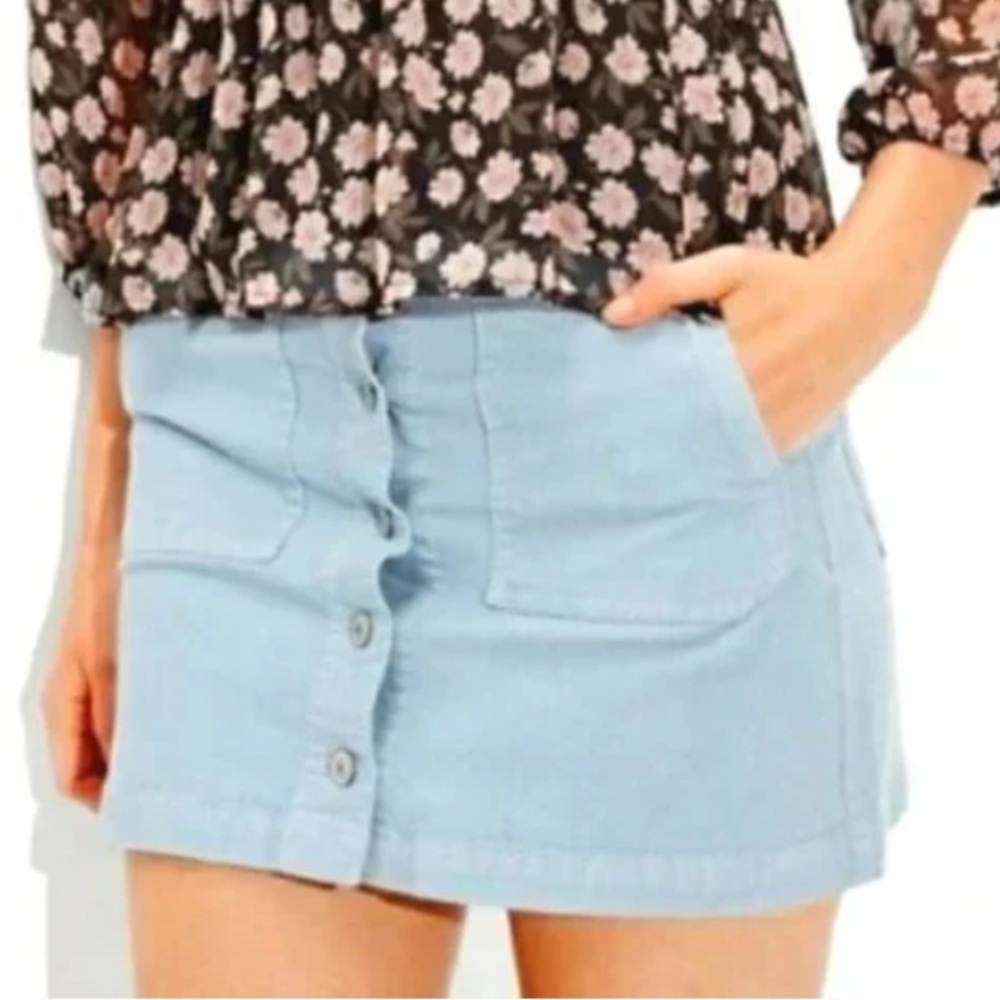 American Eagle Womn 2 Blue Corduroy Super Stretch Super Hi-Rise A-Line Skirt NWT - Picture 1 of 12